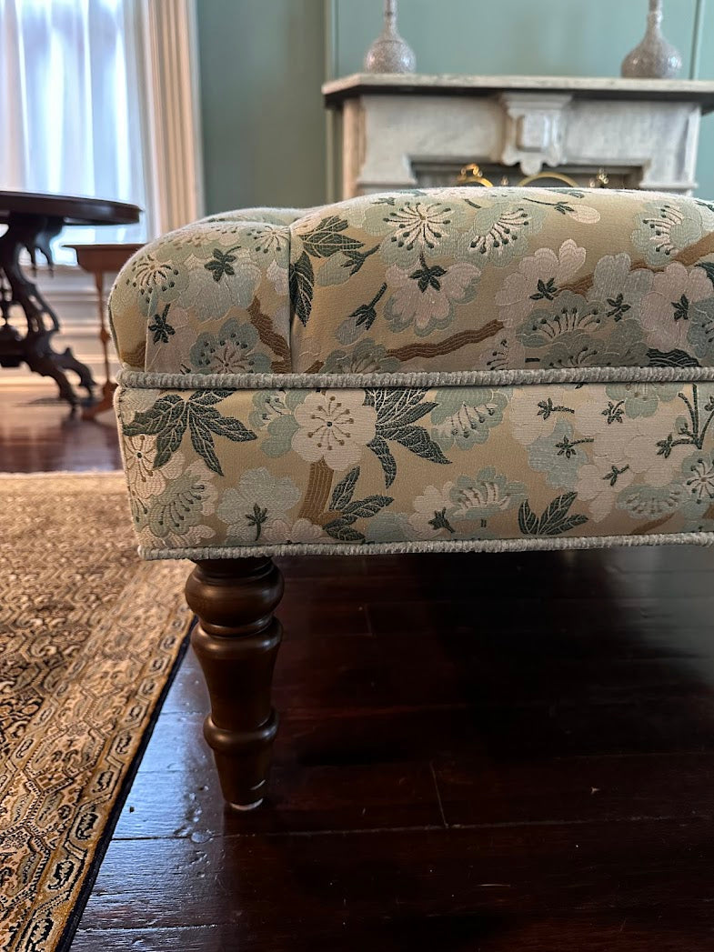 Custom Roberta Ottoman In Blue