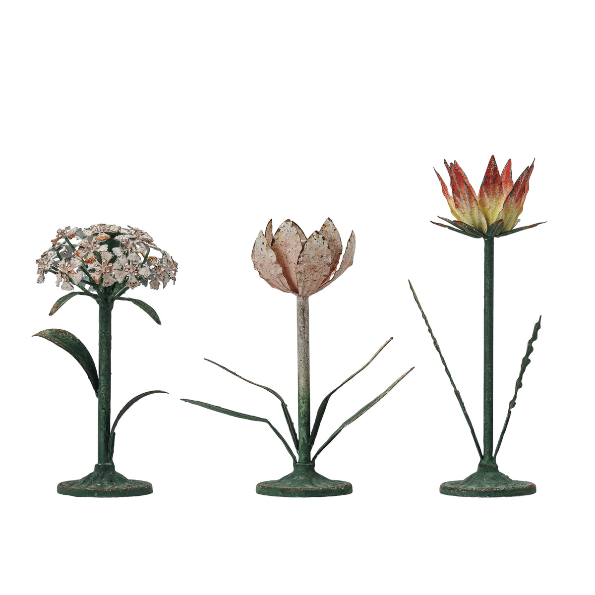 Metal Toleware Flower Candle Holder