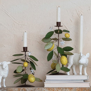 Toleware Lemons Vintage Candleholder