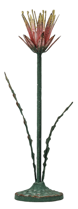 Metal Toleware Flower Candle Holder