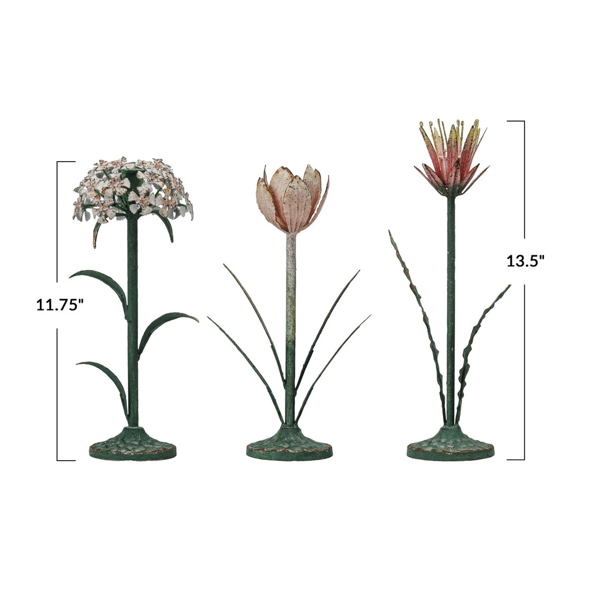 Metal Toleware Flower Candle Holder