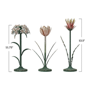 Metal Toleware Flower Candle Holder