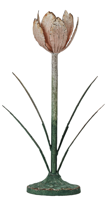 Metal Toleware Flower Candle Holder