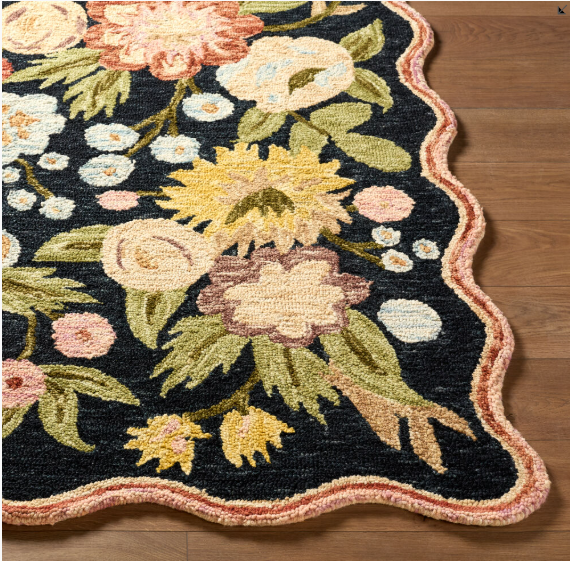 Fairfax Garden Rug (in 2 Colours) Scalloped Edges
