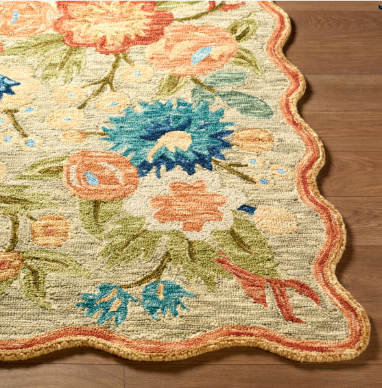 Fairfax Garden Rug (in 2 Colours) Scalloped Edges