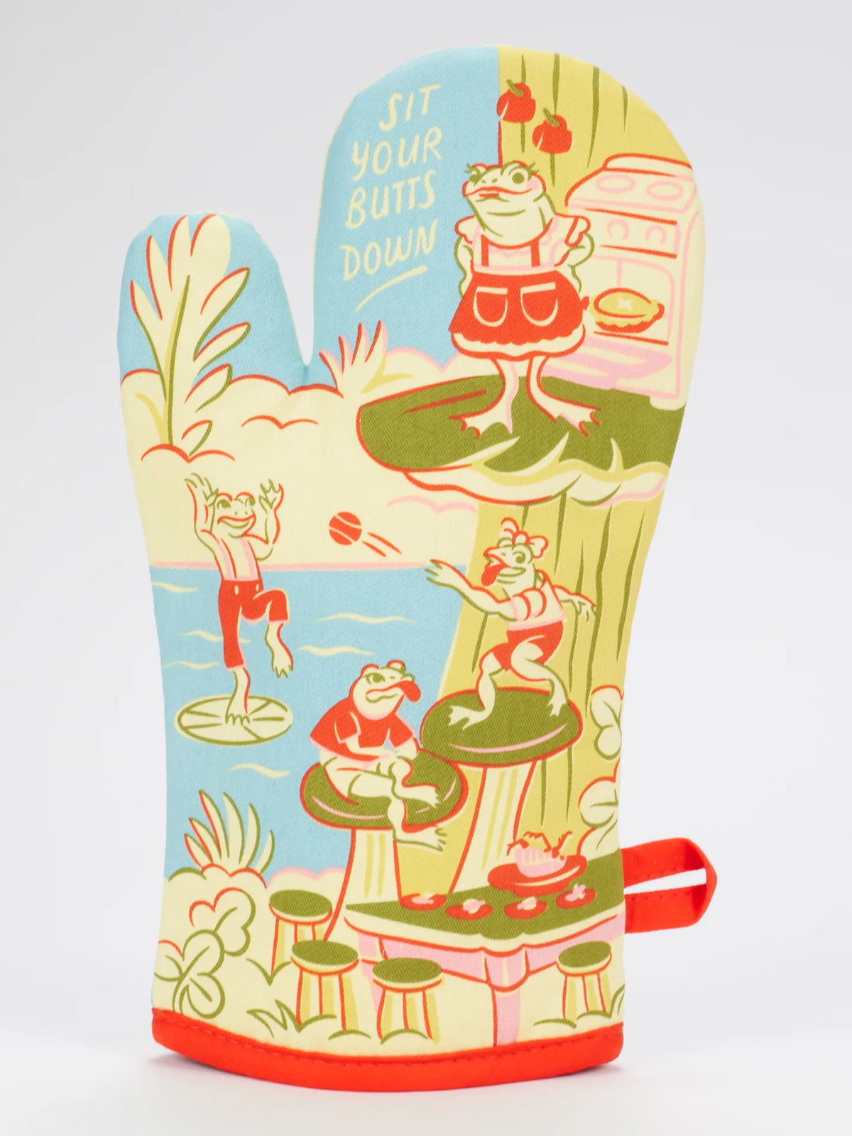 Sit Your Butts Down Frog Oven Mitt
