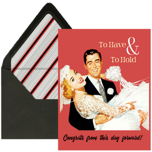 Vintage Wedding Couple To Have and To Hold Wedding Card
