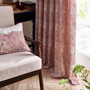 William Morris Marigold Embroidered Cushion-Russet