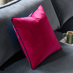 Meridian Velvet Cushion Raspberry/Teal