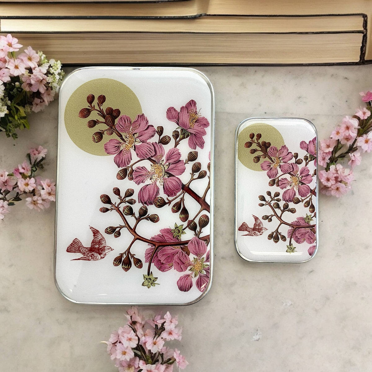 Cherry Blossom & Swallow Notions Tin