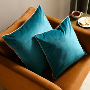 Meridian Velvet Cushion Teal/Blush