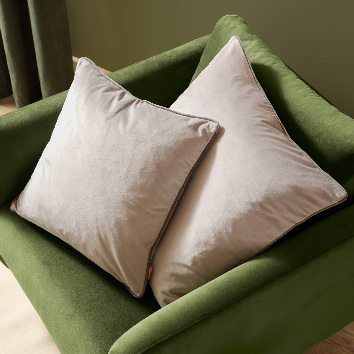 Meridian Velvet Cushion Dove/Charcoal