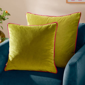 Meridian Velvet Cushion Lime/Hot Pink