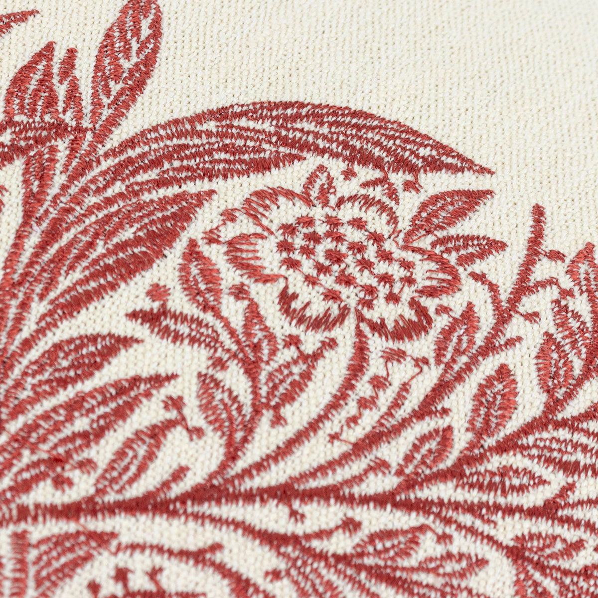William Morris Marigold Embroidered Cushion-Russet