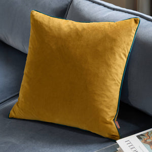 Meridian Velvet Cushion Ochre/Teal