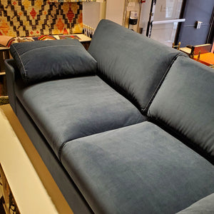 custom sofa in blue velvet