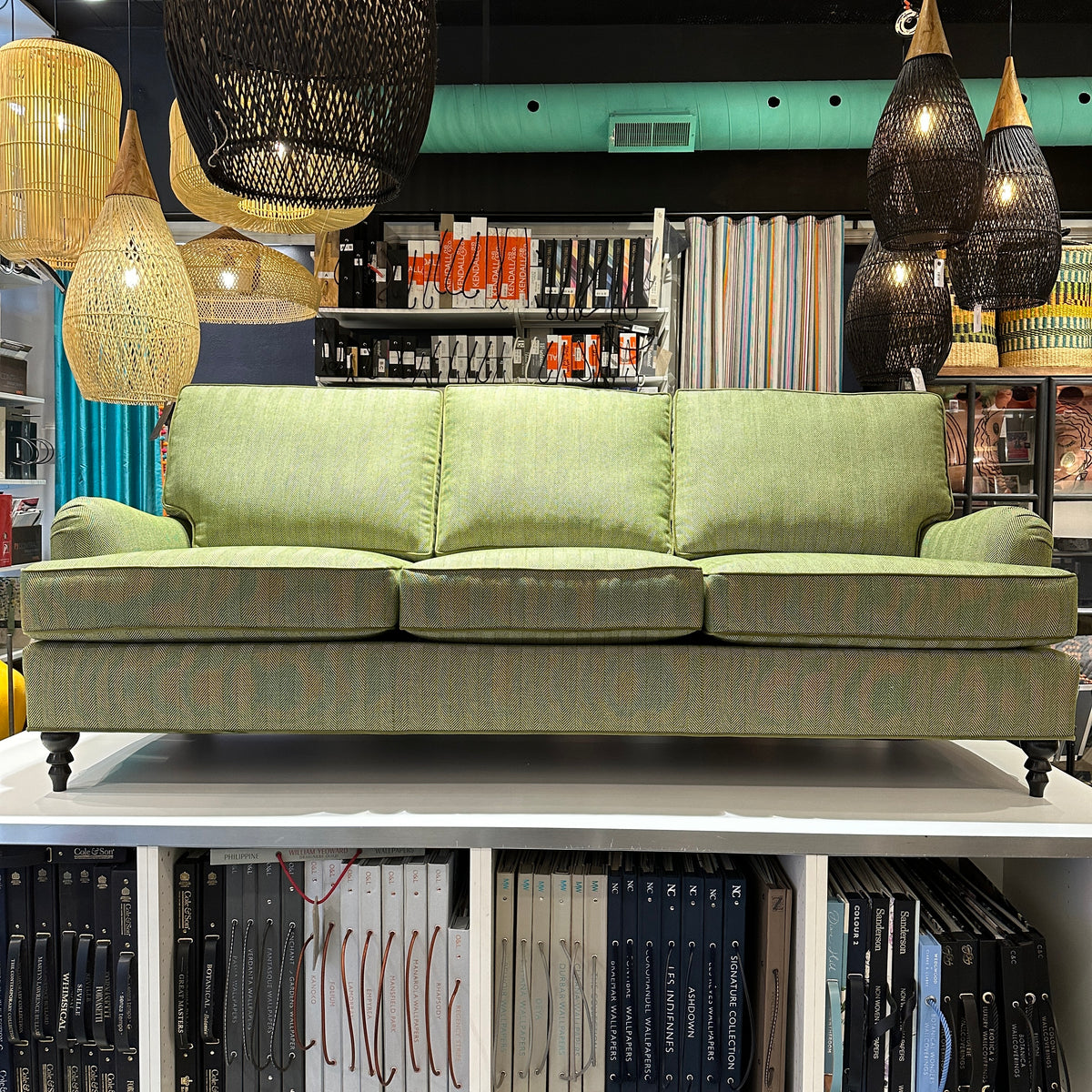 green sofa